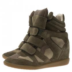 Pre Owned Isabel Marant Beige Bekett Wedge Sneakers Size 39