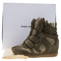 Pre Owned Isabel Marant Beige Bekett Wedge Sneakers Size 39