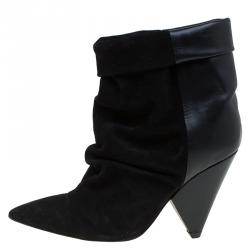 Isabel Marant Black Suede and Leather Andrew Ankle Boots Size 37