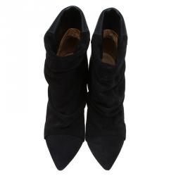 Isabel Marant Black Suede and Leather Andrew Ankle Boots Size 37