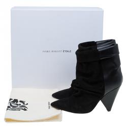 Isabel Marant Black Suede and Leather Andrew Ankle Boots Size 37