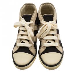 Pre Owned Isabel Marant Two Tone Canvas Lace Up Wedge Sneakers Size 37