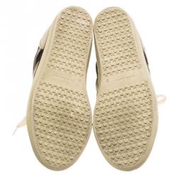 Pre Owned Isabel Marant Two Tone Canvas Lace Up Wedge Sneakers Size 37