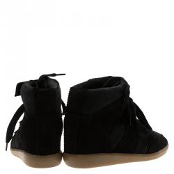Pre Owned Isabel Marant Black Suede Bobby Wedge Sneakers Size 37