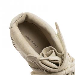 Pre Owned Isabel Marant Off -White Suede Bobby Lace Up Wedge Sneakers Size 37
