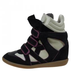 Isabel Marant Two Tone Suede and Leather Bekett Wedge Sneakers Size 40