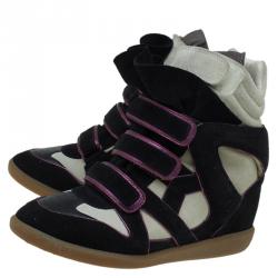Isabel Marant Two Tone Suede and Leather Bekett Wedge Sneakers Size 40