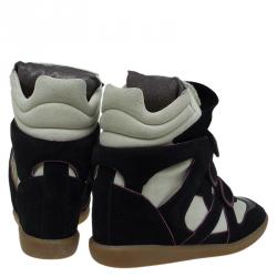 Isabel Marant Two Tone Suede and Leather Bekett Wedge Sneakers Size 40