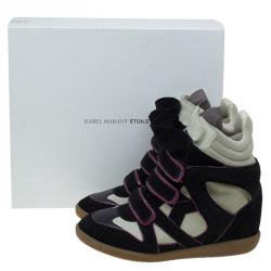 Isabel Marant Two Tone Suede and Leather Bekett Wedge Sneakers Size 40