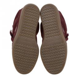 Pre Owned Isabel Marant Red Suede and Leather Bekett Wedge Sneakers Size 37