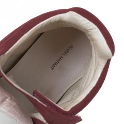 Pre Owned Isabel Marant Red Suede and Leather Bekett Wedge Sneakers Size 37