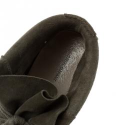 Pre Owned Isabel Marant Olive Green Perforated Suede Etoile Wedge Sneakers Size 40