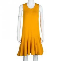Pre Owned Issa Mango Yellow Knit Viola Fit and Flare Sleeveless Dress M
