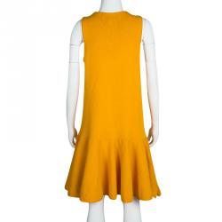 Pre Owned Issa Mango Yellow Knit Viola Fit and Flare Sleeveless Dress M