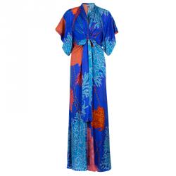Issa Printed Silk Chiffon Kimono Maxi Dress M