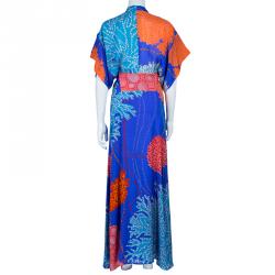 Issa Printed Silk Chiffon Kimono Maxi Dress M