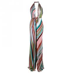 Issa London Multicolor Halter Back Maxi Dress S