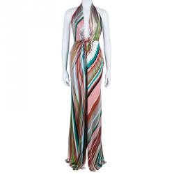 Issa London Multicolor Halter Back Maxi Dress S