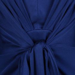 مملوكة مسبقًا فستان عيسى حرير أزرق ملكي بأكمام طويلة L