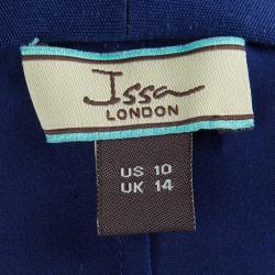 مملوكة مسبقًا فستان عيسى حرير أزرق ملكي بأكمام طويلة L