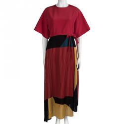 Pre Owned Issa Muticolor Colorblock Wrap Gabriella Maxi Dress M
