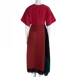 Pre Owned Issa Muticolor Colorblock Wrap Gabriella Maxi Dress M