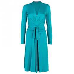 Issa Sea Blue Front Knot Detail Dress M