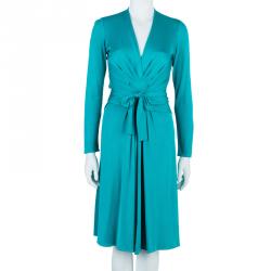 Pre Owned Issa Sea Blue Front Knot Detail Dress M