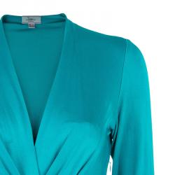 Pre Owned Issa Sea Blue Front Knot Detail Dress M