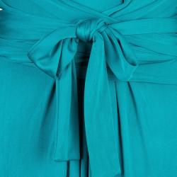 Pre Owned Issa Sea Blue Front Knot Detail Dress M