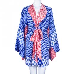 مملوكة مسبقًا فستان عيسى لندن كيمونو مطبوع حرير ميني L