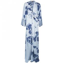 Issa Blue and White Cotton Butterfly Maxi Dress S