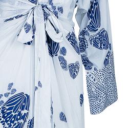 Issa Blue and White Cotton Butterfly Maxi Dress S