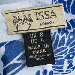 Issa Blue and White Cotton Butterfly Maxi Dress S