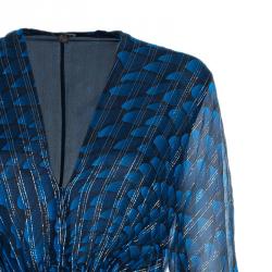 مملوكة مسبقًا فستان عيسى حرير أزرق مطبوع و شيفون مخلوط لوركس ماكسي