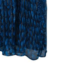 مملوكة مسبقًا فستان عيسى حرير أزرق مطبوع و شيفون مخلوط لوركس ماكسي