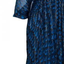 مملوكة مسبقًا فستان عيسى حرير أزرق مطبوع و شيفون مخلوط لوركس ماكسي