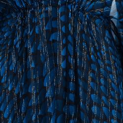 مملوكة مسبقًا فستان عيسى حرير أزرق مطبوع و شيفون مخلوط لوركس ماكسي