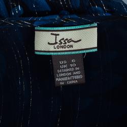 مملوكة مسبقًا فستان عيسى حرير أزرق مطبوع و شيفون مخلوط لوركس ماكسي