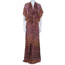 Issa Multicolor Geometric Printed Kaftan M