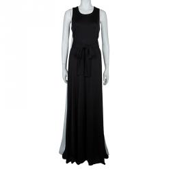 Pre Owned Issa London Monochrome Belted Sleevless Maxi Dress M