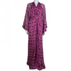 Issa London Pink Printed Long Sleeve Maxi Dress L