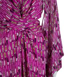 Issa London Pink Printed Long Sleeve Maxi Dress L