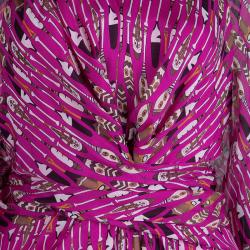 Issa London Pink Printed Long Sleeve Maxi Dress L