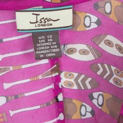 Issa London Pink Printed Long Sleeve Maxi Dress L