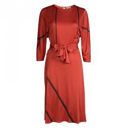 Issa London Red Abstract Printed Silk Jersey Open Back Dress M 