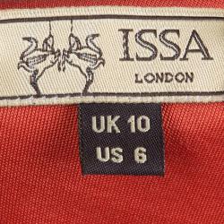 Issa London Red Abstract Printed Silk Jersey Open Back Dress M 