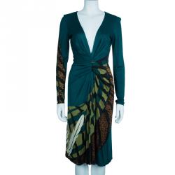 Issa Teal Animal Print Silk Jersey Dress M