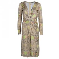 Issa Beige Geometric Silk Jersey Dress M