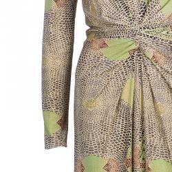 Issa Beige Geometric Silk Jersey Dress M